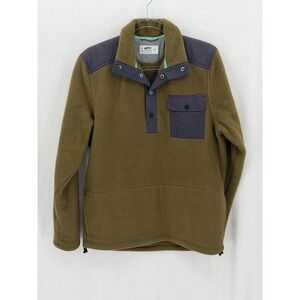 Jetty Jacket Mens Medium Olive Green Snap Fleece Pullover Pockets Outdoors Layer